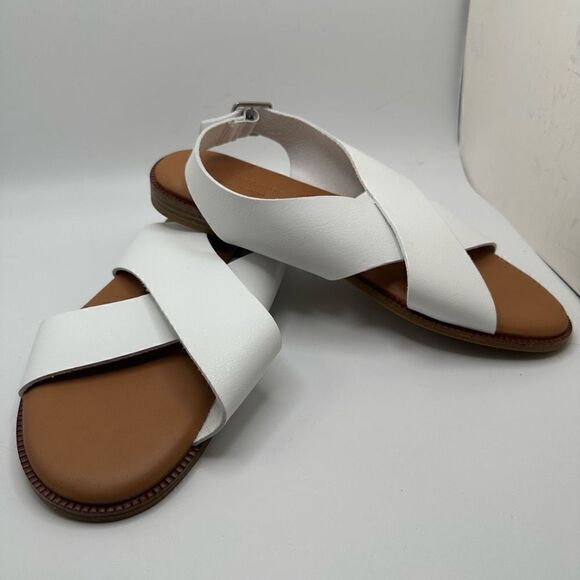 CUSHIONAIRE Women's cross band sandal +Memory Foam 7 WHITE - Picture 6 of 7